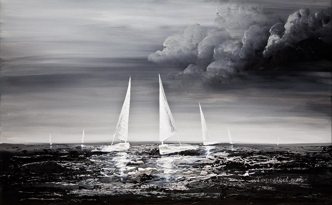 sailing boat Black and White Oil Paintings